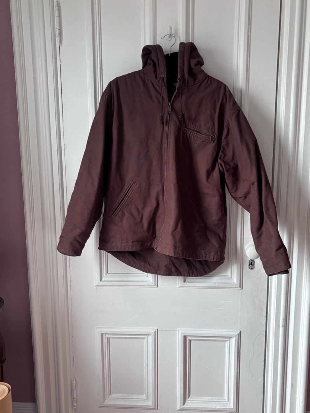 DieHard Hooded Brown Canvas Lined Zip Front Work/Utility Gorpcore Jacket Medium